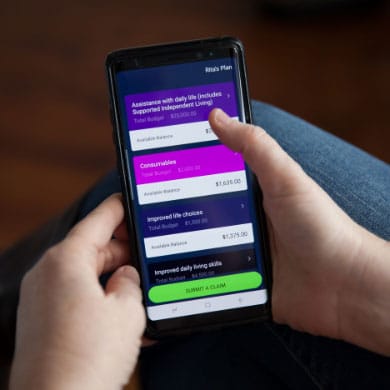 mpm_image_phone_hands_390 Person scrolling through easy to use user interface on mobile device