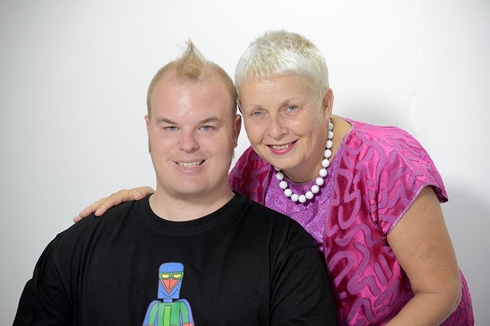 Tim Sharp (left) with his mum Judy Sharp (right)