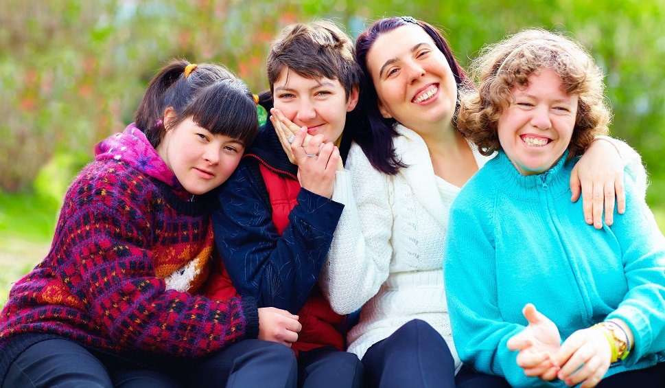 Group,Of,Happy,Women,With,Disability,Having,Fun,In,Spring