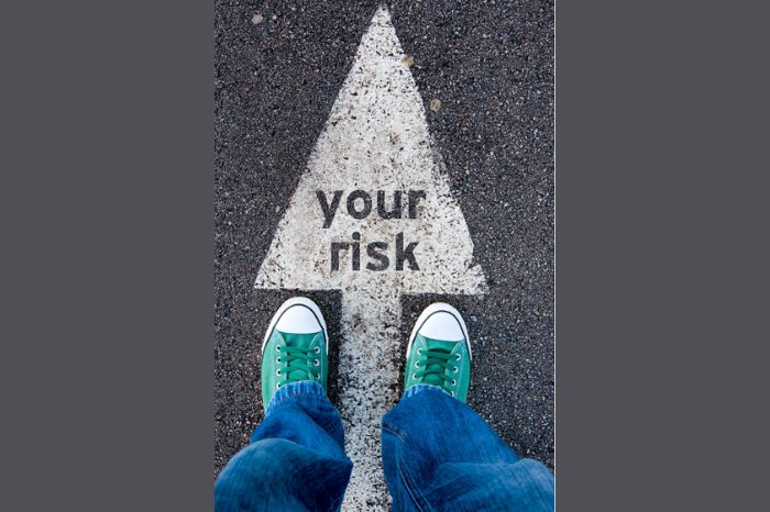 An arrow titled 'your risk' points forward.